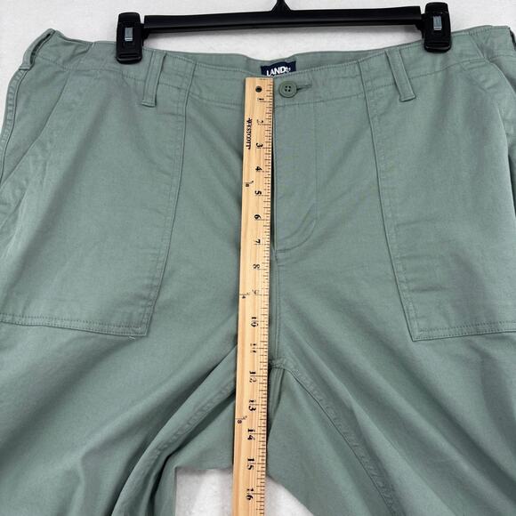 Lands End Pants Size 20W Green High Rise Utility Straight Pockets Cotton Stretch - Picture 9 of 13